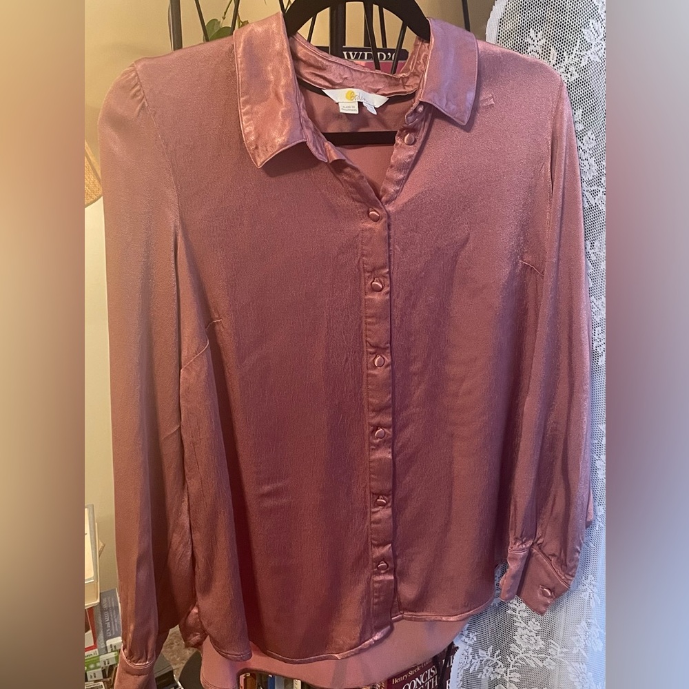 Boden Eliza Satin Shirt in Rose Mauve Pink - Picture 3 of 6